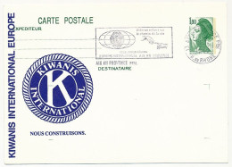 Entier Repiqué - C.P. 1,80 Liberté - KIWANIS INTERNATIONAL EUROPE Omec Idem Aix En Provence 18/3/1986 - Cartoline Postali Ristampe (ante 1955)