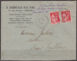 Lettre Pub  De  LIBOURNE   1940    Avec  PAIX 50c X 2  Pour SAINT EMILION  Gironde - Briefe U. Dokumente