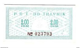 *bosnia Privredna Banka Travnik  Emergency Money(notgeld)  2 Dem  Unc Ref 4 - Bosnien-Herzegowina