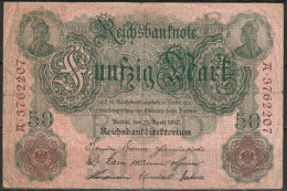 DR. 50 Mark Reichsbanknote 21.4.1910 Ros.Nr.42, P41( D 6111 ) - 50 Mark