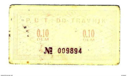 *bosnia Privredna Banka Travnik  Emergency Money(notgeld)  0,10 Dem  With Stamp  Ref 5a - Bosnië En Herzegovina