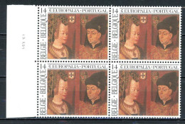 BE   2409  XX   ---  Europalia : Portugal  --  Bloc De 4 Bord De Feuille  --  Parfait état - Dated Corners