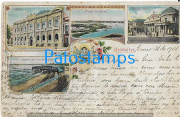 222847 URUGUAY MONTEVIDEO ATENEO PLAYA TEATRO SOLIS & BAÑOS MULTI VIEW BREAK POSTAL POSTCARD - Uruguay