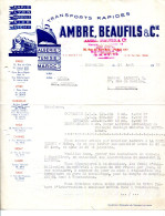 FACTURE.13.MARSEILLE.TRANSPORTS RAPIDES POUR ALGERIE,TUNISIE,MAROC.AMBRE,BEAUFILS & Cie. - Transports