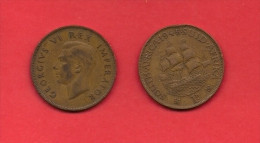 SOUTH AFRICA, 1945  Circulated Coin, 1 Penny, George VI, Km 25, C1427 - Afrique Du Sud