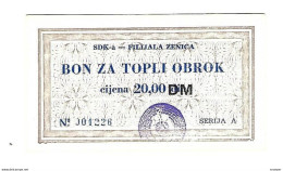 *bosnia  SDK Zenica Bon Za Topli Obrok  2 DM     Unc    Ref 29 - Bosnië En Herzegovina