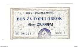 *bosnia  SDK Zenica Bon Za Topli Obrok  2 DM     Unc    Ref 29 - Bosnien-Herzegowina