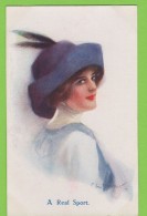 ILLUSTRATEUR : C. BARBER - JEUNE FEMME EN CHAPEAU - PORTRAIT - Carlton Publishing London  - N°657 - Barber, Court