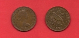 NEW ZEALAND, 1956-1965,  XF Circulated Coin, 1 Penny, QEII, Km24.2,  C1855 - Nieuw-Zeeland