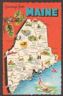 Maine Map, Golf, Lighthouse, Phare, Fare, Leuchtturm - Autres & Non Classés