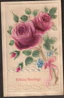 Rose De Tissu épais (velours?) En Relief- Rose Made Of Thick Fabrick.Stieg Aus Dickem Stoff.embossed - Geburtstag