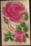 Rose De Tissu épais (velours?) En Relief - Rose Made Of Thick Fabrick.Stieg Aus Dickem Stoff -  Best Wishes - Geburtstag
