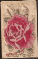 Rose De Tissu épais (velours?) En Relief - Rose Made Of Thick Fabrick .Stieg Aus Dickem Stoff -  Birthday  Greetings - Geburtstag