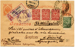 RUSSIE - CARTE POSTALE RECOMMANDEE DE MOSCOU POUR ZURICH, 1917 - Lettres & Documents