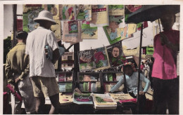 Newspaper Seller With Magazines Affiches In Indochina Hand Colored - Mercaderes
