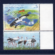 ISRAËL, **, Yv 2438, Mi 2529, SG 2393, Migration Des Cigognes, Avec Tabs, - Picotenazas & Aves Zancudas