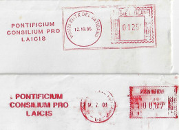 Vatican 1995/2003 2 Airmail Cover With Different Meter Stamp Slogan Pontifical Council For The Laity - Briefe U. Dokumente