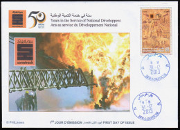 ALGERIE ALGERIA 2013  - FDC - 50th Anniversary Sonatrach Fire Rupestre Rupestry - Tassili Rock  Carvings Oil Petrole Gaz - Gaz