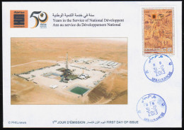 ALGERIA 2013 - FDC - 50th Anniv.Sonatrach Art Rupestre Rupestry - Tassili Rock Carvings Oil Petrole Gaz Prehistory - Petrolio