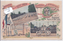 ANGERS- SOUVENIR DE LA XXXV EME FETE FEDERALE DE GYMNASTIQUE- BELLE CARTE MULTI-VUES- GENERAL PICQUART - Angers