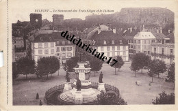CPA 90 0012 BELFORT - Le Monument Des Trois Sièges Et Le Château - Animée - écrite Et Circulée - Belfort – Siège De Belfort