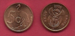 SOUTH AFRICA, 2006, 2 Off Nicely Used Coins 5 Cent C2140 - South Africa