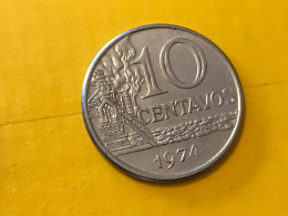 Münze Münzen Umlaufmünze Brasilien 10 Centavos 1974 - Brasil