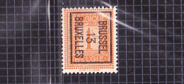 Cijfer 1c:nr 108(*) Zonder Gom,voorafstempeling:Brussel 13 Bruxelles. - Typo Precancels 1912-14 (Lion)