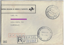 Brazil 1977 Brazilian Post & Telegraph Co Postage-free Registered Cover From Florianópolis To Blumenau Director's Cancel - Brieven En Documenten