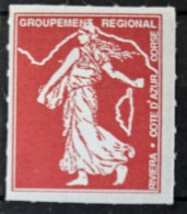 Vignette Gommée Semeuse Rouge ** - 1906-38 Säerin, Untergrund Glatt