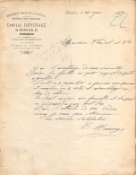Lettre En-tête Menuiserie Camille Duvinage à Roubaix Spécialiste De Dents D'Engrenage Modelage Et Tournage Juin 1887 - 1800 – 1899