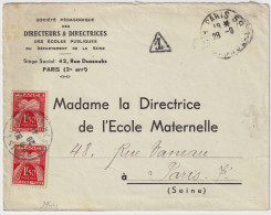 FRANCE - 1944 LSC Non Affranchie De Paris à Paris Taxée 3fr Avec 2x1f50 Rouge Type Gerbes - 1859-1959 Briefe & Dokumente