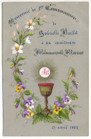 Image Pieuse Ancienne XIXe 1882 Souvenir Première Communion Peinte Main - Andachtsbilder