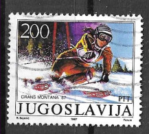 JUGOSLAVIA -1987 - SCI - MEDAGLIA  D'ORO - USATO - ( YVERT 2094 - MICHEL 2215) - Brieven En Documenten