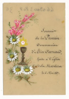 Image Pieuse Ancienne XIXe Celluloïd Souvenir Première Communion 1887 Peinte Main - Devotion Images