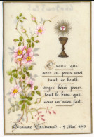 Image Pieuse Ancienne XIXe Souvenir Première Communion 1895 Peinte Main - Devotieprenten