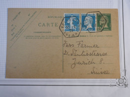 DH11 FRANCE BELLE  CARTE ENTIER RR  1928   BERGUES A ZURICH  SUISSE + AFF.INTERESSANT+++++   ++ - Andere & Zonder Classificatie