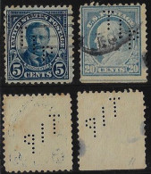 USA United States 1914/1923 2 Stamp With Perfin TIP By The Industrial Press From New York Lochung Perfore - Zähnungen (Perfins)