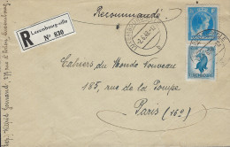 Luxembourg - Luxemburg - Lettre Recommandé 1948  Cahiers Du Monde Nouveau , Paris , ( Abimé En Bas ) - Cartas & Documentos