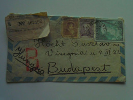 D200589  Argentina  -  Registered Cover 1957   A.J. Labancz  Sent To Hungary  Höcht Gusztávné - Cartas & Documentos