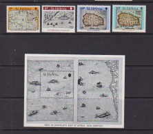 SAINT HELENA    1981    Early  Maps    Set  Of  4  +  Sheetlrt     MH - Saint Helena Island