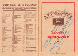 Petit Calendrier Ancien 1951 Publicitaire Illustré " VULCAVITE Automobiles Marcel BARBEAU Angers " * Calendar - Formato Piccolo : 1941-60