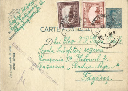 ROMANIA 1942 POSTCARD, CENSORED CAMPULUNG-BUCOVINA 10, STAMPS BASARABIA HOTIN, TIGHINA POSTCARD STATIONERY - World War 2 Letters