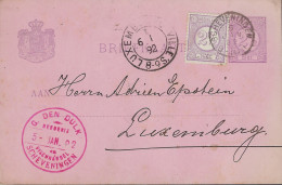 Luxembourg - Luxemburg - Carte - Postale  -  1892  -  Cachet Luxembourg  -  Scheweningen - Postwaardestukken
