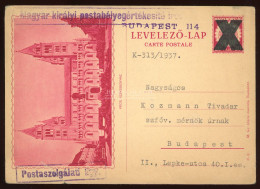 BUDAPEST 1937. Postaszolgálati Városképes Díjjegyes Lap - Covers & Documents