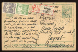 LIPIK 1917. Expressz Ajánlott Kiegészített 8f-es Díjjegyes Levlap Zágrábba - Storia Postale