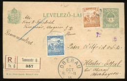 TEMESVÁR 1918. Ajánlott, Kiegészített Díjjegyes Levlap Németországba - Lettres & Documents