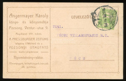 POZSONY 1915. Angermayer Nyomda, Céges Levlap Pécsre - Storia Postale