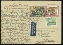 BUDAPEST 1954. Kiegészített Légi Díjjegyes Levlap Ausztráliába - Covers & Documents