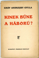 ANDRÁSSY GYULA, GRÓF • Kinek Bűne A Háború Első Kiadás. Budapest, 1915. Franklin. 109 P - Old Books